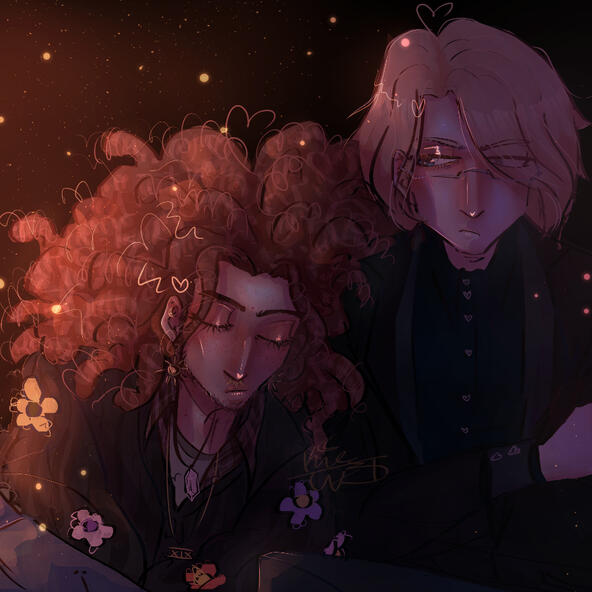 Detailed background, Two characters, Full rendering